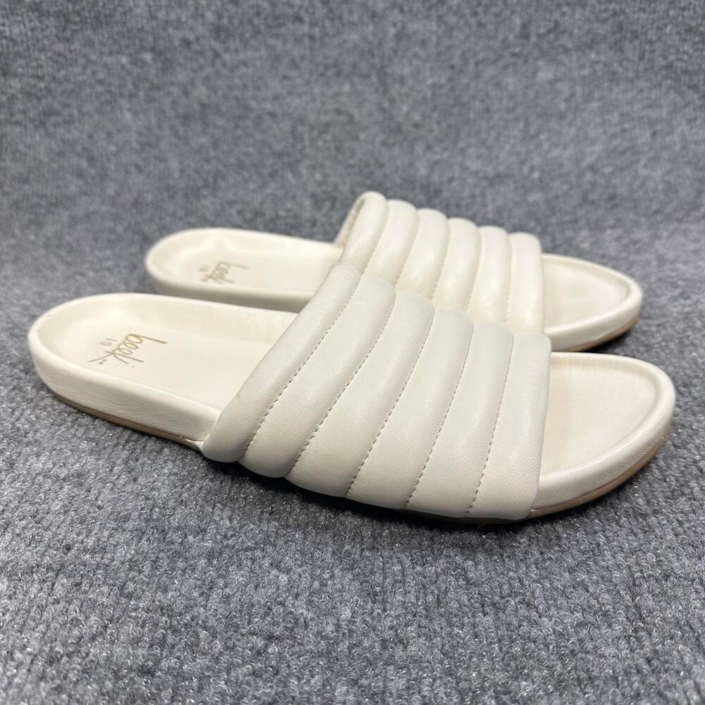 Beek Women’s Skimmer Slides White Leather Quiet Lux Flat Sandals 10 (fits 9)